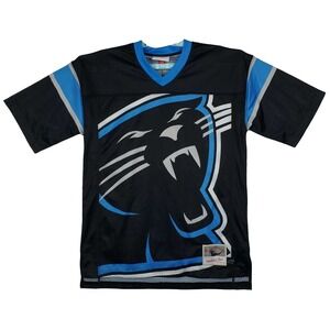 Carolina‎ Panthers Mitchell & Ness NFL Boys Large Jersey Big Logo Black Blue NWT
